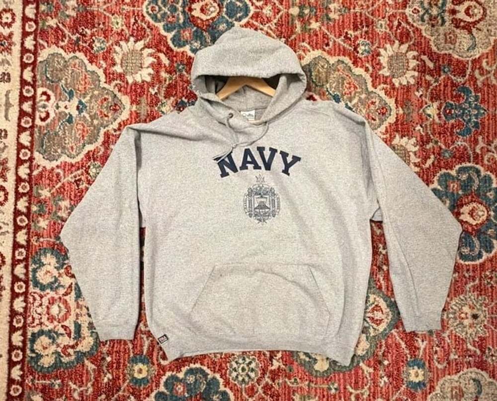 The Cotton Exchange US Naval Academy Hoodie Size XL Grey USN Sweatshirt